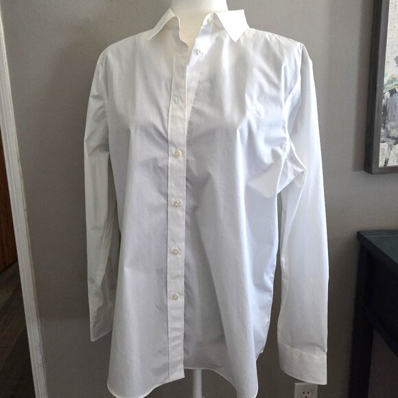 NWT Ralph Lauren White Blouse XL Button-Up Non-Iron Collar Long Sleeve Stretch - Picture 1 of 4